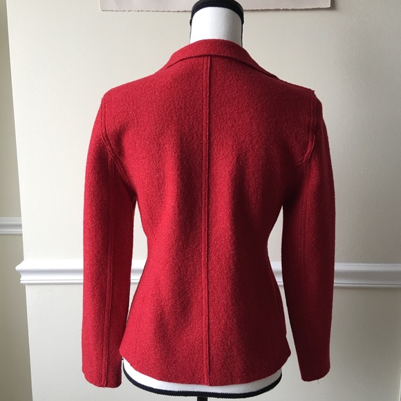 Lord & Taylor red wool blazer cardigan sweater - Picture 3 of 5
